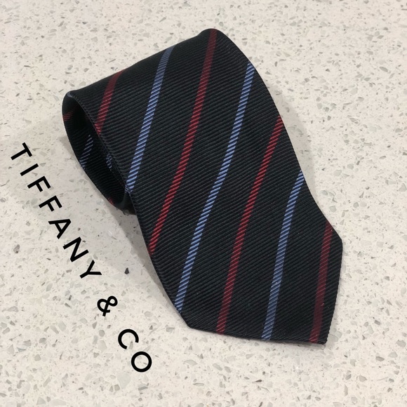 Tiffany & Co. Other - Tiffany & Co Blue Black Red Striped Woven Silk Tie